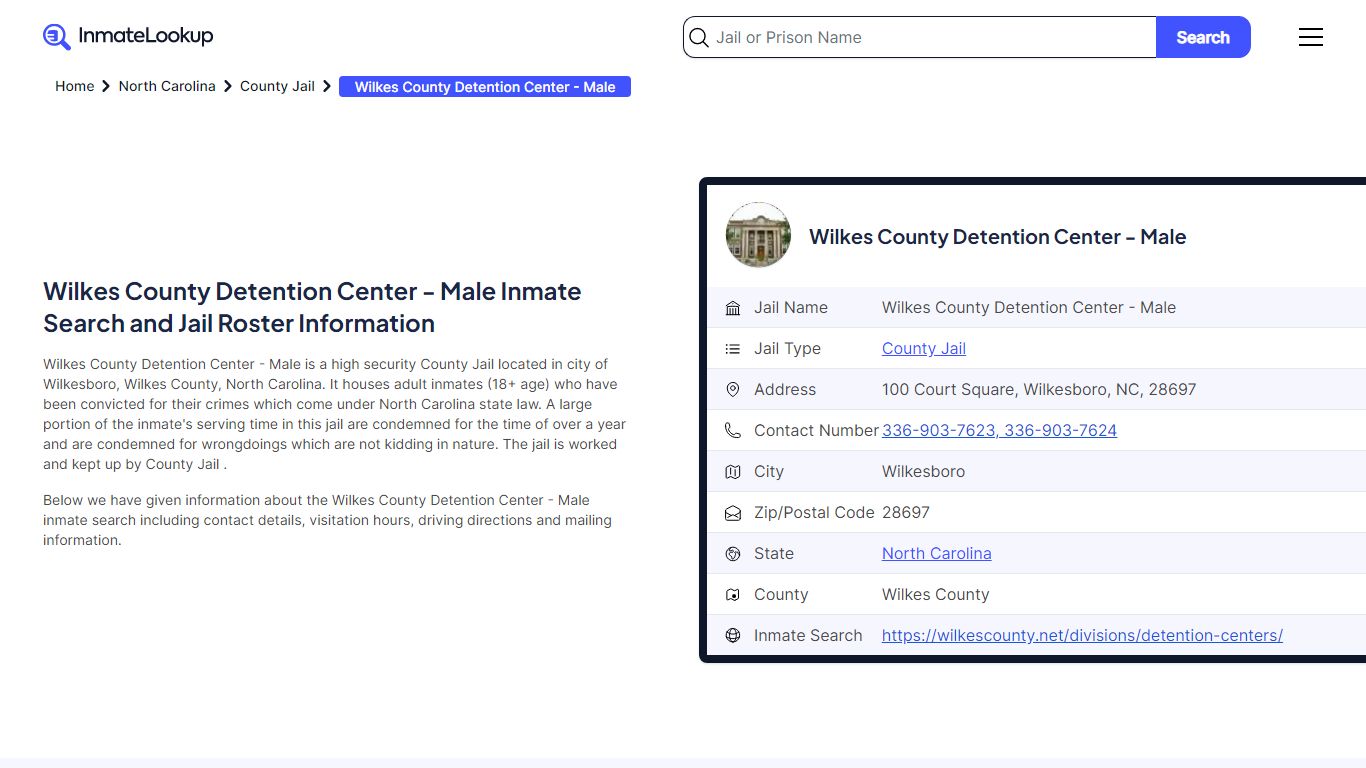 Wilkes County Detention Center - Male Inmate Search, Jail Roster ...